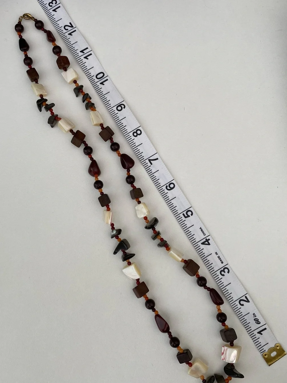 Handcrafted Brown and Cream Beaded Necklace